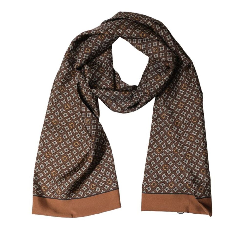 Dolce & Gabbana Brown Geometric Silk Men Neck Shawl Men's Scarf